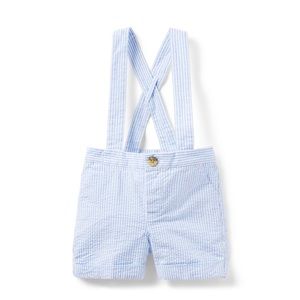 BABY STRIPED SEERSUCKER SUSPENDER SHORT